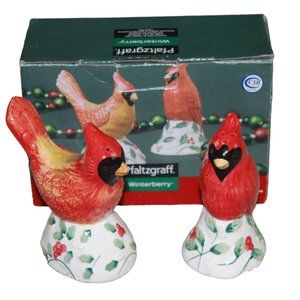 Pfaltzgraff Cardinal Salt & Pepper Shaker Set Christmas Bird Ceramic Holiday